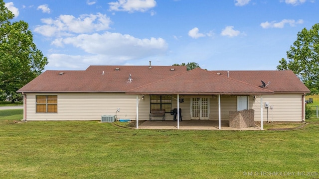 2 Ketchum St, Chelsea, OK 74016 - rear view of house with a patio area, a yard, and french doors