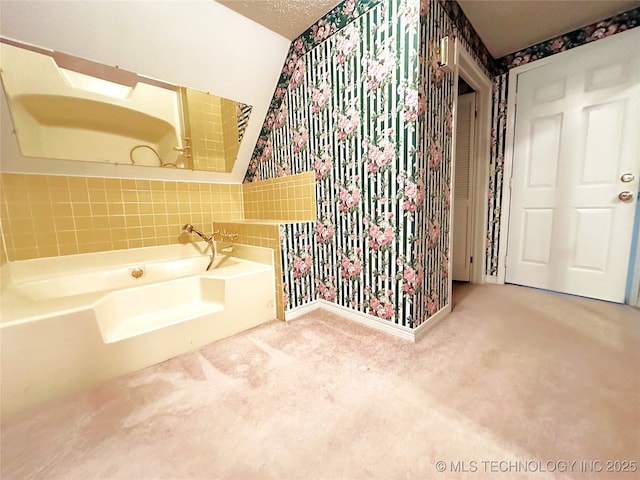 5371 Hilltop, Mcalester, OK 74501 - bathroom with wallpapered walls and a garden tub