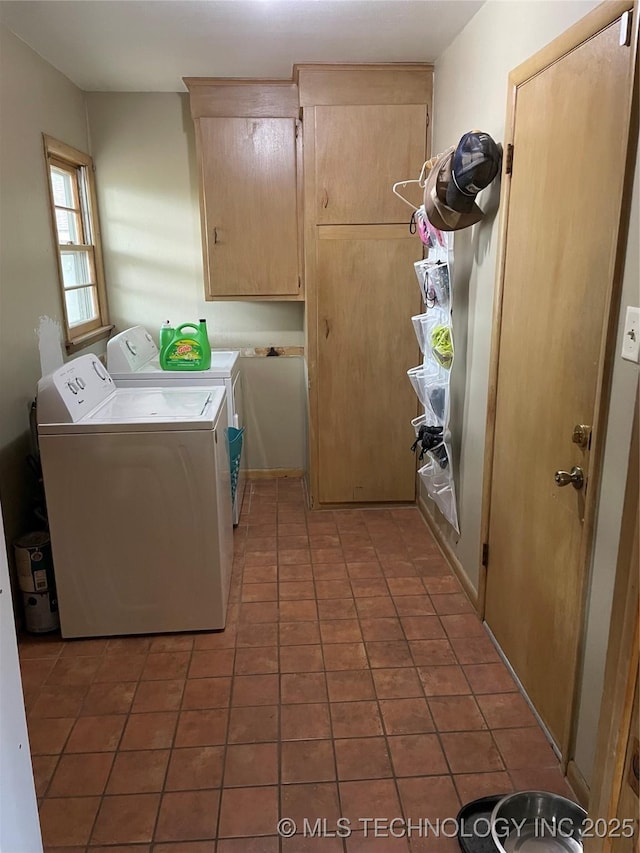 2509 Canterbury Ave, Muskogee, OK 74403 - washroom featuring cabinet space, washing machine and dryer, and tile patterned flooring