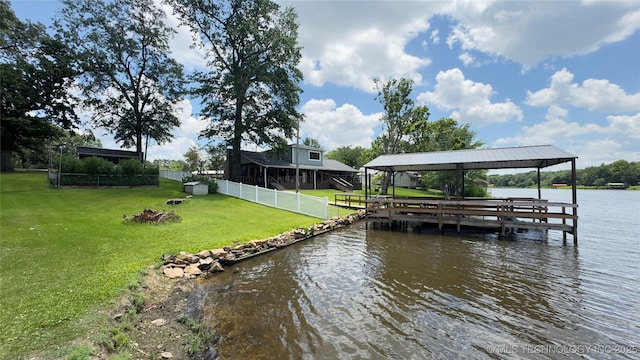 1060 Lakeside Dr, Fort Towson, OK 74735 - dock area with a water view and a gazebo