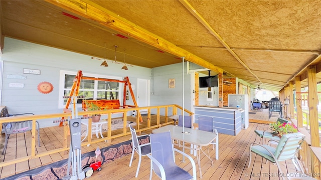 1060 Lakeside Dr, Fort Towson, OK 74735 - view of wooden terrace