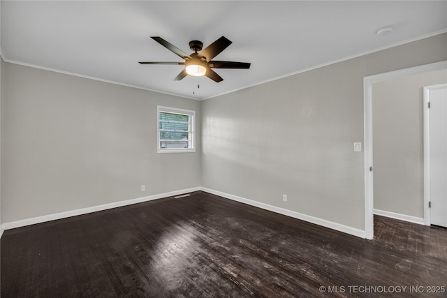 5941 S Utica Ave, Tulsa, OK 74105 - empty room featuring ceiling fan, wood finished floors, ornamental molding, and a smoke detector