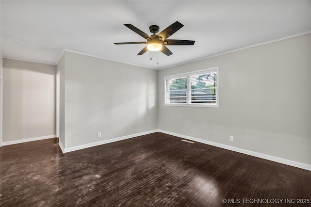 5941 S Utica Ave, Tulsa, OK 74105 - empty room with a ceiling fan, crown molding, and wood finished floors