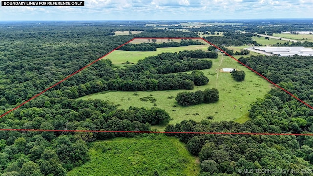 6850 E County Road 553, Kansas, OK 74347 - aerial view of property and surrounding area with property parcel outlined