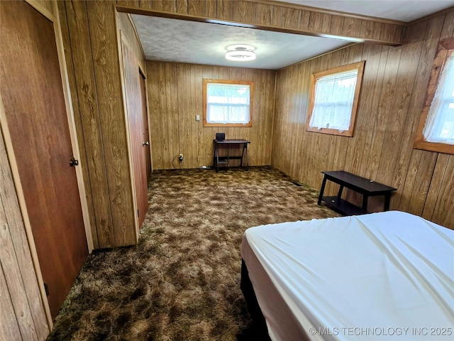 6850 E County Road 553, Kansas, OK 74347 - carpeted bedroom with wood walls