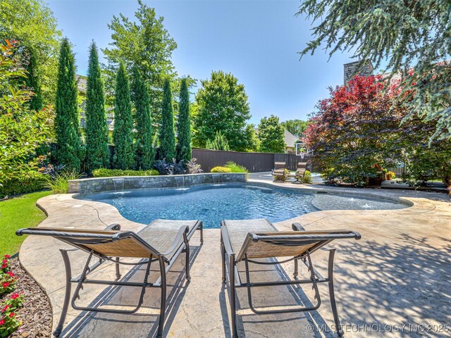 10741 S 93rd E Ave, Tulsa, OK 74133 - view of swimming pool with a fenced backyard and a patio area
