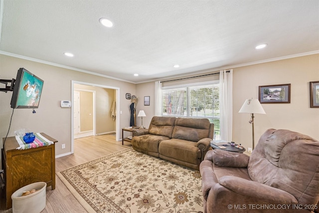 16 Big Bluff St, Pryor, OK 74361 - living area with light wood-style floors, recessed lighting, and ornamental molding