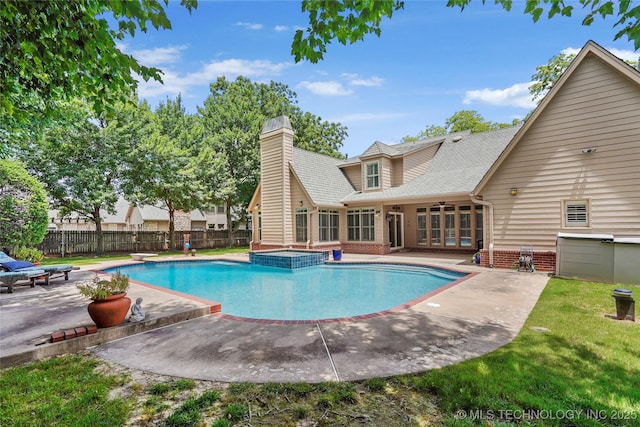 10150 S Maplewood Ave, Tulsa, OK 74137 - view of pool featuring a patio, french doors, and a pool with connected hot tub