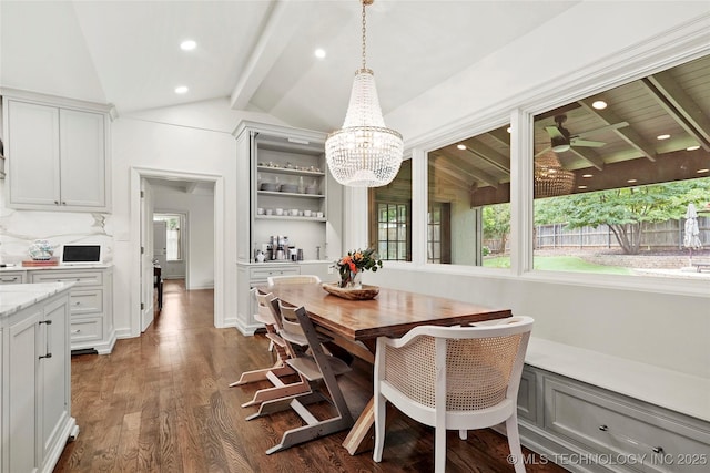 1111 E 24th Pl, Tulsa, OK 74114 - dining area featuring dark wood-style floors, a chandelier, and recessed lighting