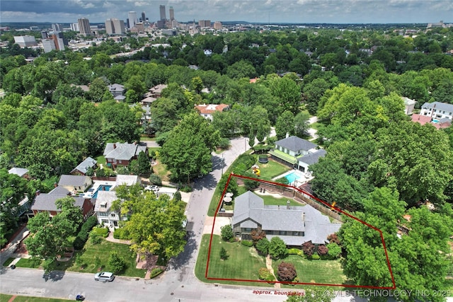 1111 E 24th Pl, Tulsa, OK 74114 - aerial view of property and surrounding area featuring property parcel outlined