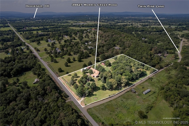 39827 Morris Creek Rd, Howe, OK 74940 - aerial view of property's location with property parcel outlined