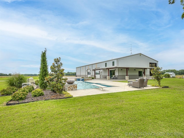 20853 S 81st Ave W, Mounds, OK 74047 - outdoor pool with a patio area, a diving board, a lawn, and an outdoor living space