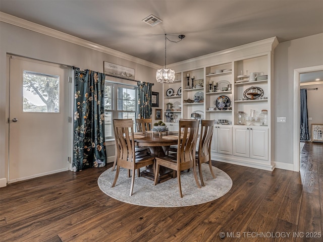 20853 S 81st Ave W, Mounds, OK 74047 - dining room with a chandelier, dark wood-type flooring, and crown molding