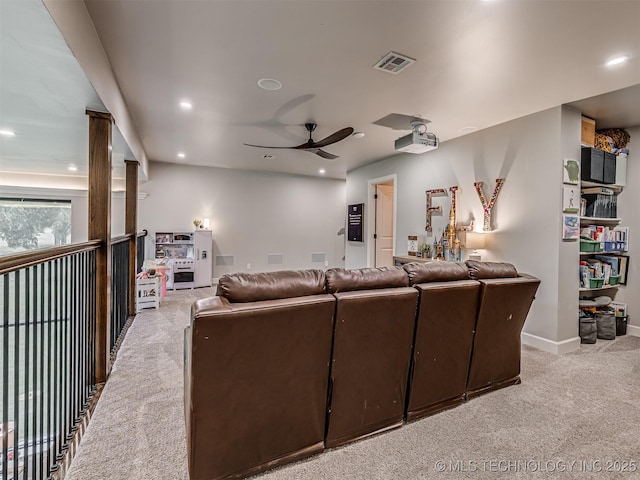 20853 S 81st Ave W, Mounds, OK 74047 - living area with carpet, a ceiling fan, and recessed lighting