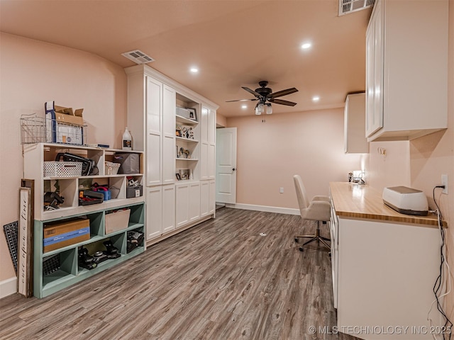 20853 S 81st Ave W, Mounds, OK 74047 - office space featuring a ceiling fan, wood finished floors, and recessed lighting