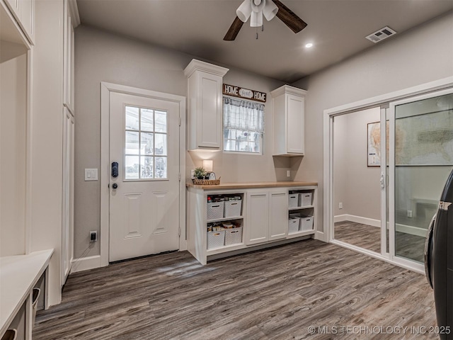 20853 S 81st Ave W, Mounds, OK 74047 - mudroom with a ceiling fan, dark wood-style flooring, and recessed lighting