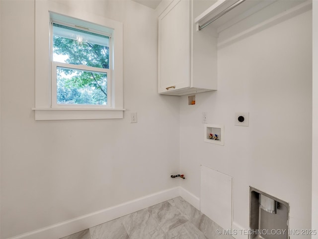 11702 S 75th E Ave, Bixby, OK 74008 - laundry area featuring cabinet space, hookup for a washing machine, light marble finish flooring, hookup for an electric dryer, and hookup for a gas dryer