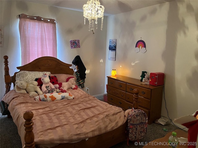 465385 E 981st Rd, Sallisaw, OK 74955 - bedroom with carpet flooring and a chandelier