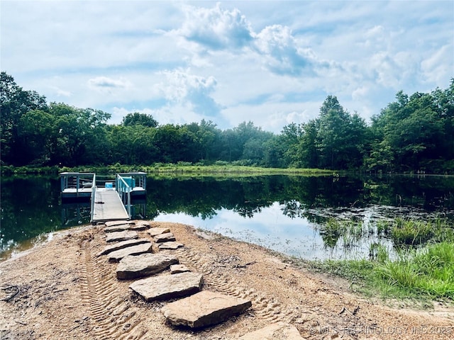 416602 E 1065, Checotah, OK 74426 - water view with a dock and a forest