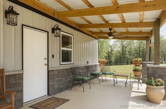 416602 E 1065, Checotah, OK 74426 - view of patio with ceiling fan