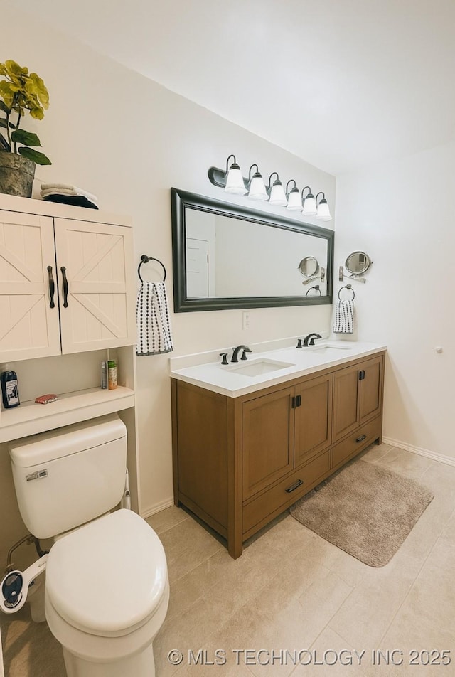 416602 E 1065, Checotah, OK 74426 - bathroom with double vanity and tile patterned floors