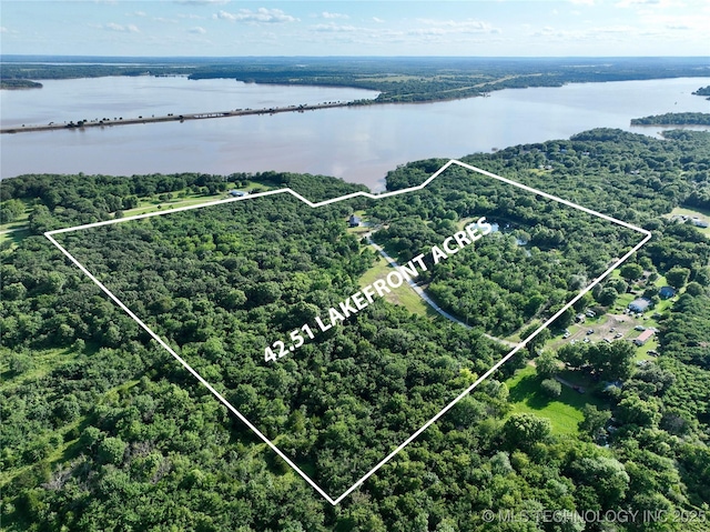 416602 E 1065, Checotah, OK 74426 - aerial view of property's location with a large body of water and property parcel outlined