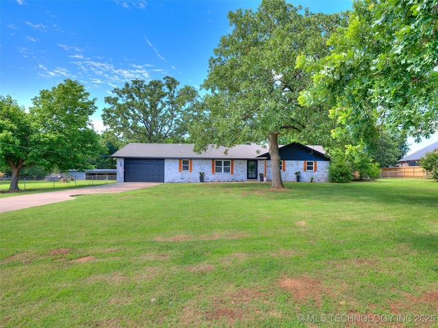 701 W 41st St, Sand Springs, OK 74063 - ranch-style house featuring a garage, concrete driveway, and brick siding