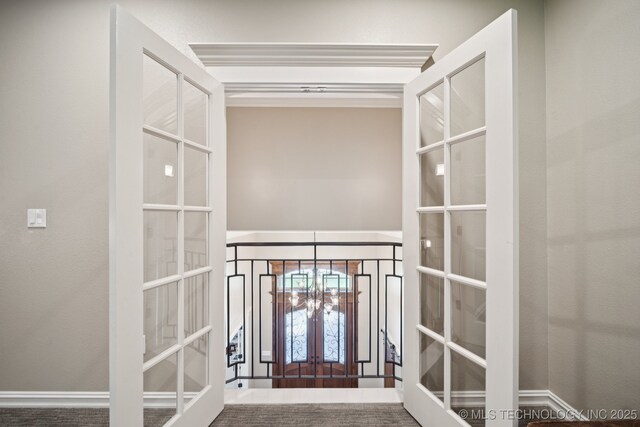 6140 E 140th St S, Bixby, OK 74008 - interior space with french doors and a chandelier