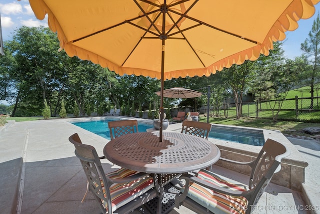 6140 E 140th St S, Bixby, OK 74008 - view of swimming pool featuring a patio and outdoor dining space
