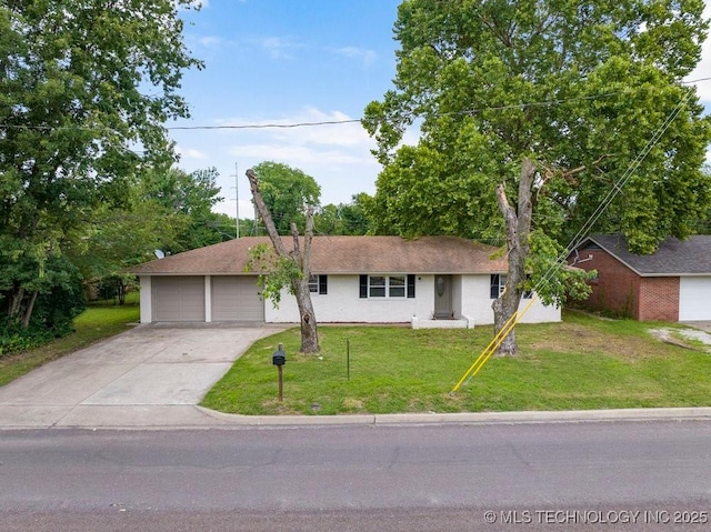 1706 S Madison Blvd, Bartlesville, OK 74006 - single story home featuring a front lawn, driveway, stucco siding, and an attached garage