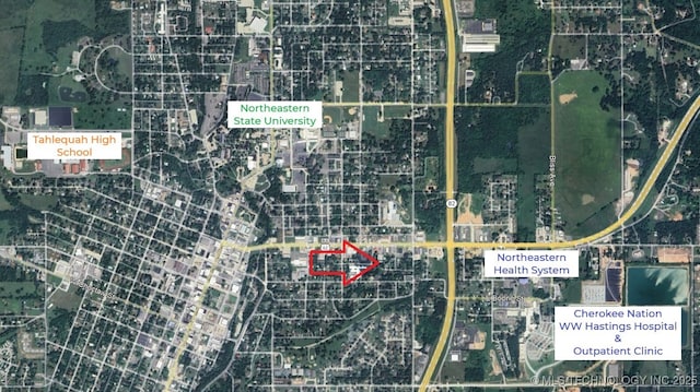 801 E Harrison St, Tahlequah, OK 74464 - aerial overview of property's location