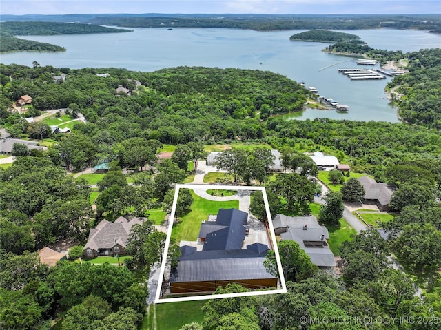 96164 S Strayhorn Heights Rd, Gore, OK 74435 - aerial perspective of suburban area with a nearby body of water and property boundaries highlighted
