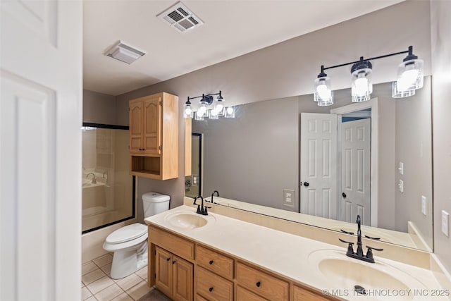 10295 E Rose Glen Dr, Claremore, OK 74019 - bathroom with double vanity, tile patterned flooring, and bathtub / shower combination