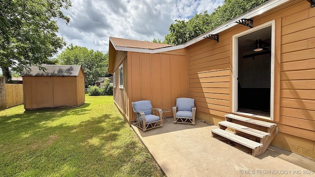 102 N Ash Ave, Tahlequah, OK 74464 - view of yard featuring entry steps, a patio, and a shed