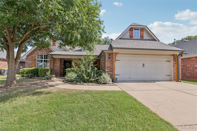 2105 W D Ct, Jenks, OK 74037 - traditional home with brick siding, an attached garage, a front lawn, concrete driveway, and roof with shingles