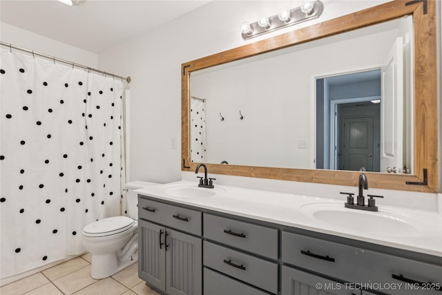 2105 W D Ct, Jenks, OK 74037 - full bath featuring tile patterned flooring, double vanity, and curtained shower