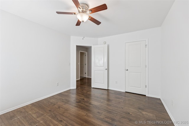 2105 W D Ct, Jenks, OK 74037 - unfurnished bedroom with dark wood-style flooring and ceiling fan
