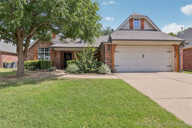 2105 W D Ct, Jenks, OK 74037 - traditional-style house with brick siding, a front yard, and driveway
