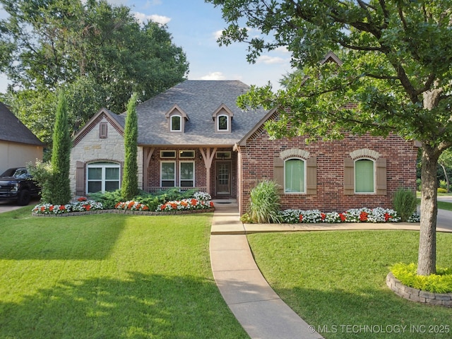 701 E 119th St, Jenks, OK 74037 - new england style home with brick siding and a front lawn