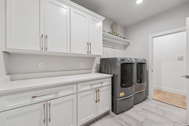 6684 E 128th St S, Bixby, OK 74008 - laundry area with washer and clothes dryer, cabinet space, and recessed lighting