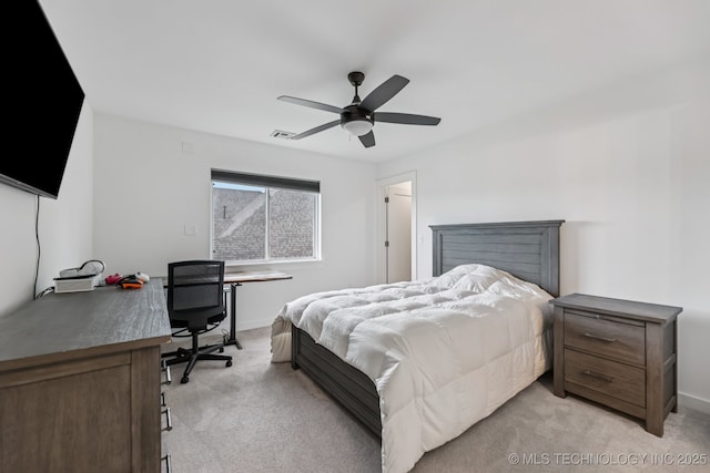 6684 E 128th St S, Bixby, OK 74008 - bedroom featuring light colored carpet, a desk, and a ceiling fan