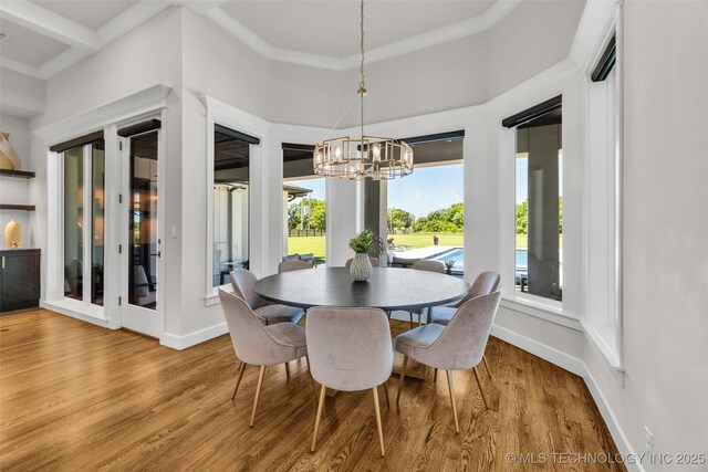 17076 S 31st E Ave, Mounds, OK 74047 - dining area featuring a chandelier and wood finished floors