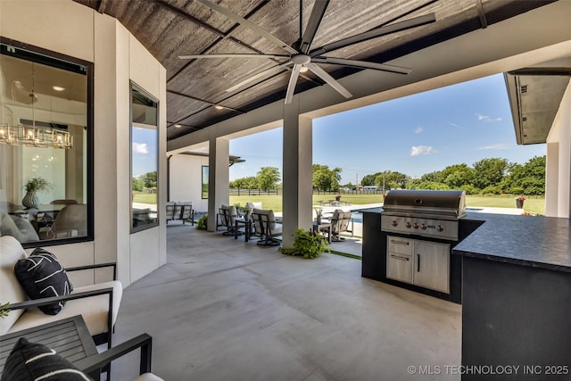 17076 S 31st E Ave, Mounds, OK 74047 - view of patio / terrace featuring area for grilling, ceiling fan, and outdoor dining area