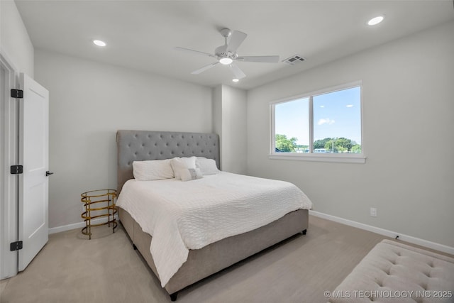 17076 S 31st E Ave, Mounds, OK 74047 - bedroom with light colored carpet, recessed lighting, and ceiling fan