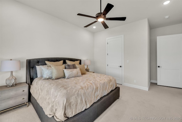 17076 S 31st E Ave, Mounds, OK 74047 - bedroom with recessed lighting, light carpet, and ceiling fan
