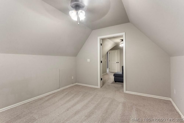 2610 E 139th St S, Jenks, OK 74008 - bonus room featuring vaulted ceiling, carpet floors, and ceiling fan