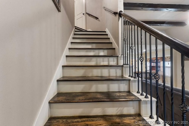 2610 E 139th St S, Jenks, OK 74008 - staircase featuring wood finished floors and a high ceiling