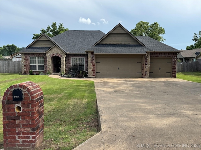 21902 W 13th St S, Sand Springs, OK 74063 - view of front facade with brick siding, a shingled roof, an attached garage, and driveway