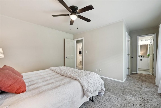 3948 S 93rd E Ave, Tulsa, OK 74145 - bedroom with carpet, ornamental molding, a ceiling fan, and ensuite bathroom