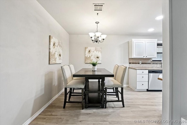 3948 S 93rd E Ave, Tulsa, OK 74145 - dining area with a chandelier, light wood-type flooring, and recessed lighting